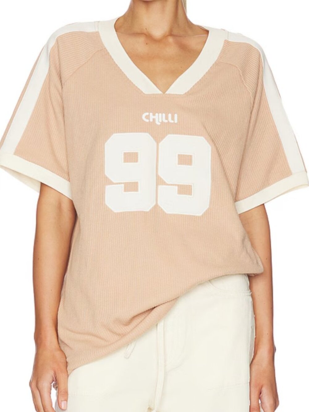 Araminta James Chilli 99 Waffle Tee in Latte Unique